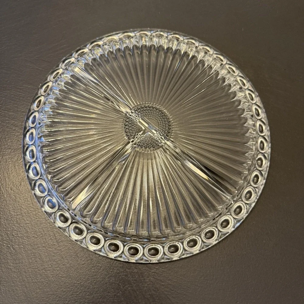 Vintage INDIANA GLASS Clear 3-part Divided Dish Heavy 11